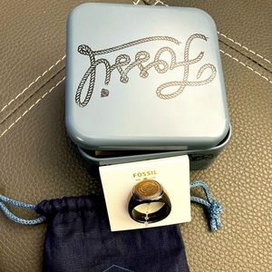 Steel Fossil Ring 11.5